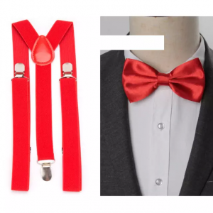 Red Suspender and Bow Tie Set