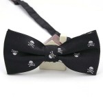Black Bow Tie with White Bones and Skulls