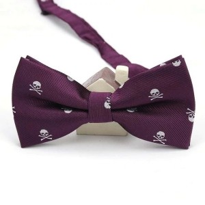 Purple Tie with Black Bones and Skulls